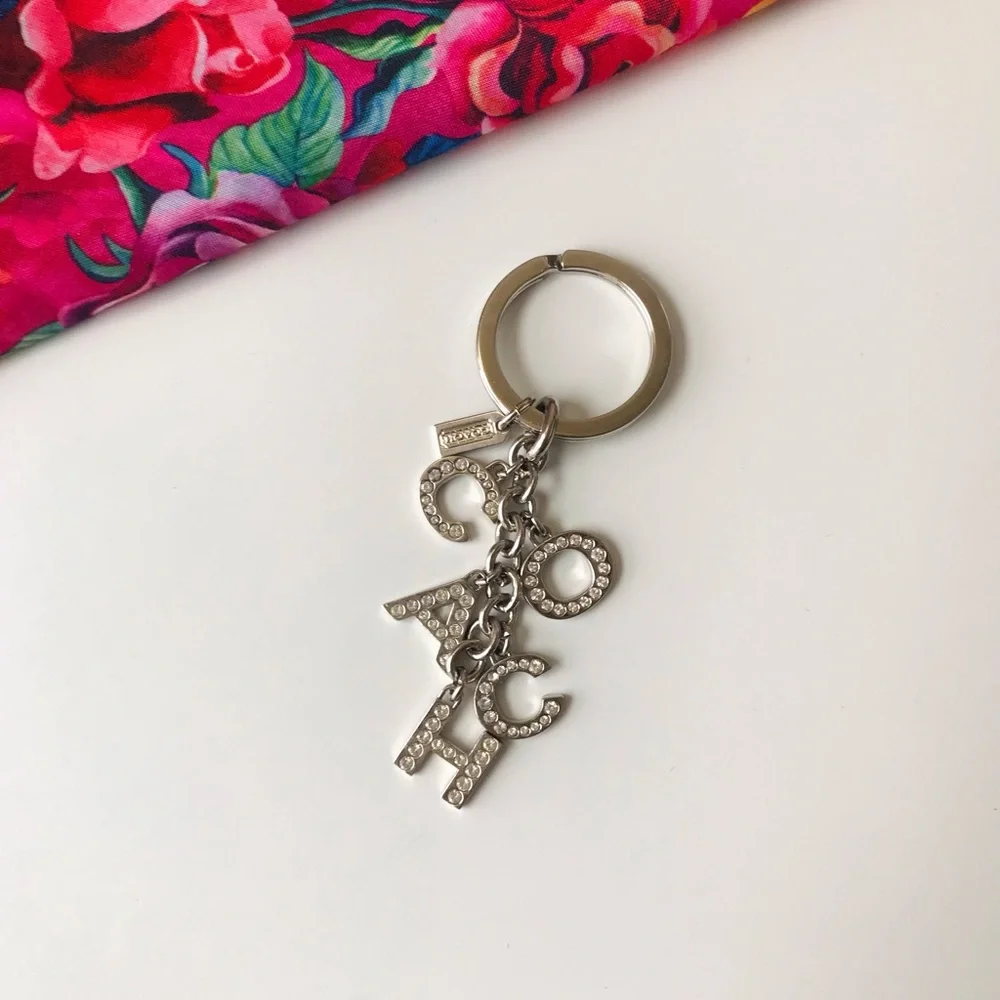 Coach Silver Crystal 'COACH' Letter Keychain